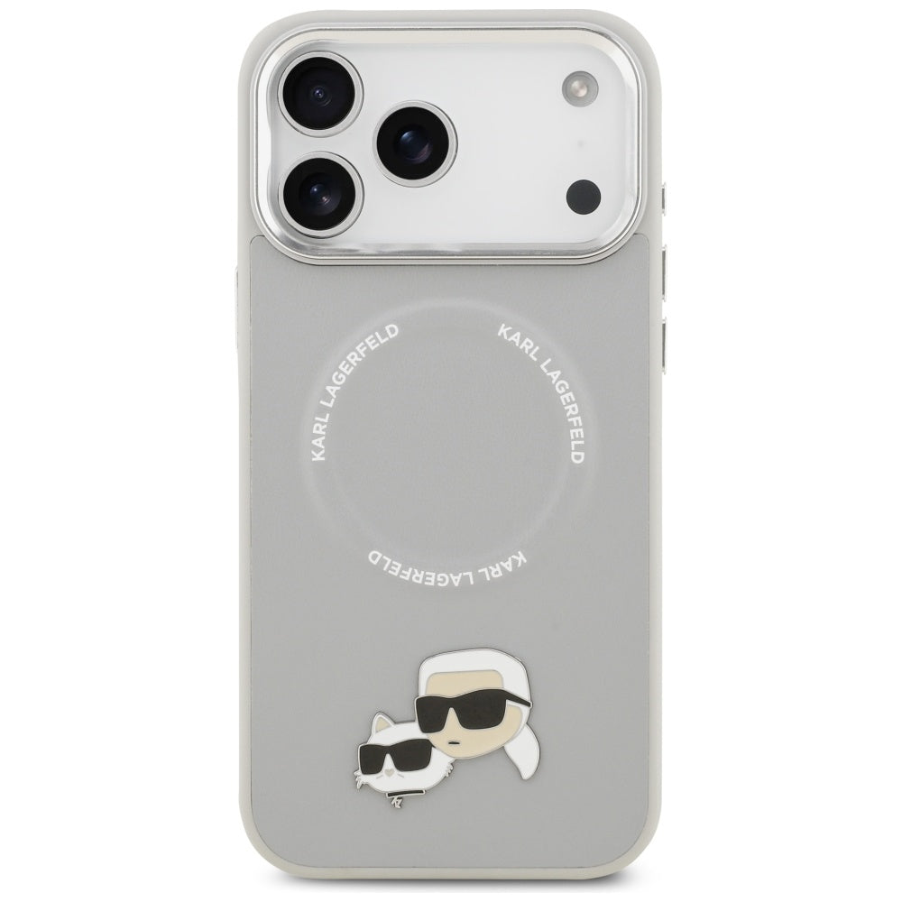 MagSafe hoes voor Apple iPhone 17 Pro, Karl Lagerfeld, Karl & Choupette Pins, Gri
