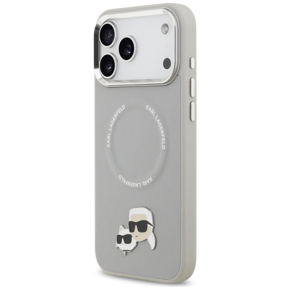 MagSafe hoes voor Apple iPhone 17 Pro, Karl Lagerfeld, Karl & Choupette Pins, Gri