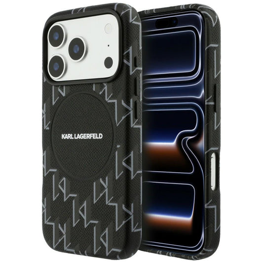 MagSafe hoes voor Apple iPhone 17 Pro, Karl Lagerfeld, KL Monogram Logo, Zwart