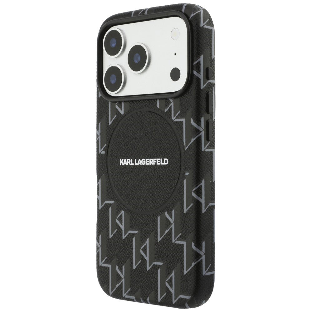 MagSafe hoes voor Apple iPhone 17 Pro, Karl Lagerfeld, KL Monogram Logo, Zwart