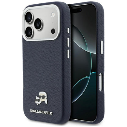 MagSafe hoes voor Apple iPhone 17 Pro, Karl Lagerfeld, Saffiano Karl & Choupette Pins, Blauw