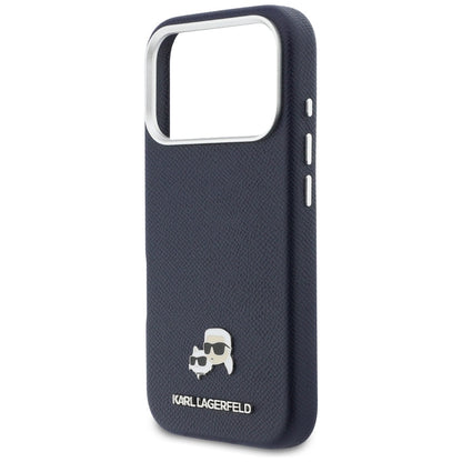MagSafe hoes voor Apple iPhone 17 Pro, Karl Lagerfeld, Saffiano Karl & Choupette Pins, Blauw