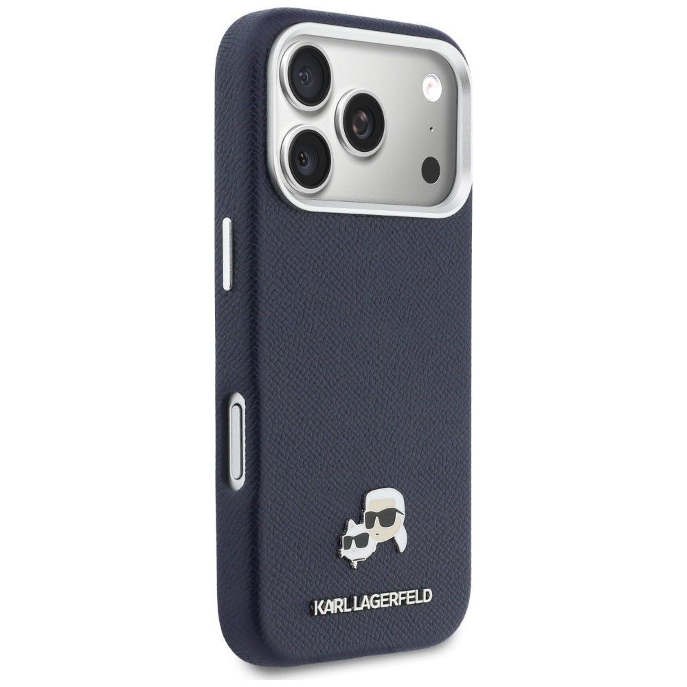 MagSafe hoes voor Apple iPhone 17 Pro, Karl Lagerfeld, Saffiano Karl & Choupette Pins, Blauw
