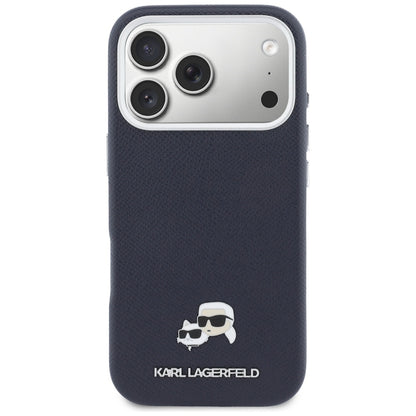 MagSafe hoes voor Apple iPhone 17 Pro, Karl Lagerfeld, Saffiano Karl & Choupette Pins, Blauw
