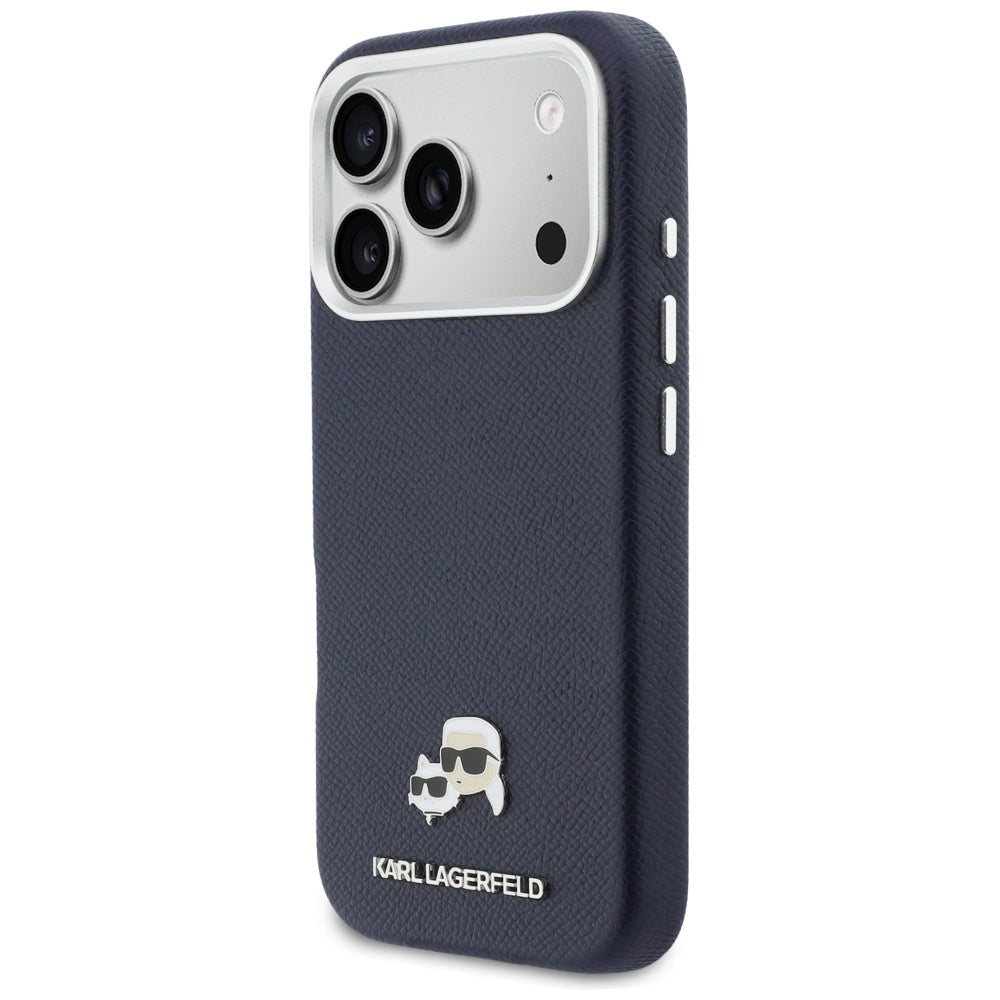 MagSafe hoes voor Apple iPhone 17 Pro, Karl Lagerfeld, Saffiano Karl & Choupette Pins, Blauw