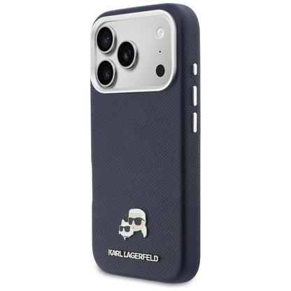 MagSafe hoes voor Apple iPhone 17 Pro, Karl Lagerfeld, Saffiano Karl & Choupette Pins, Blauw