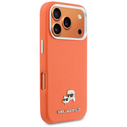 MagSafe hoes voor Apple iPhone 17 Pro, Karl Lagerfeld, Saffiano Karl & Choupette Pins, Oranje