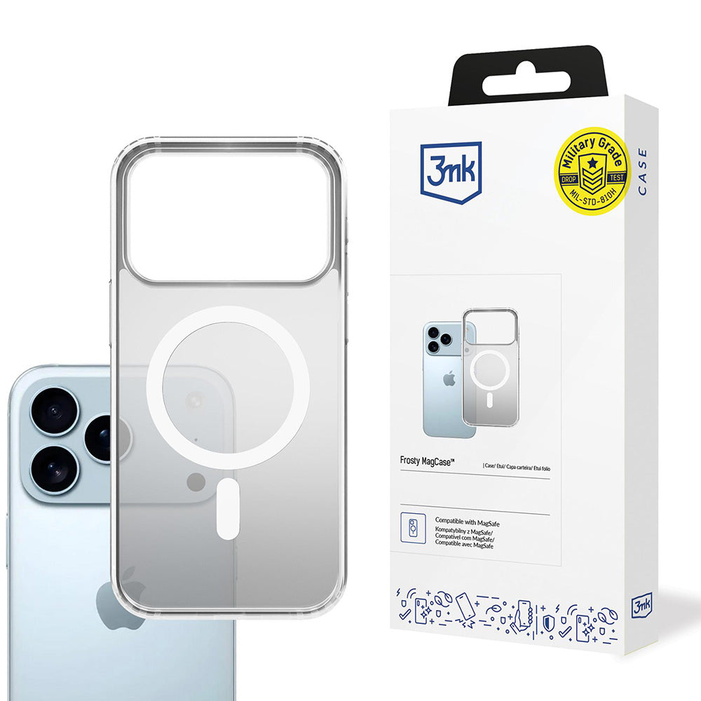 MagSafe hoes voor Apple iPhone 17 Pro Max, 3MK, Frosty MagCase, Wit