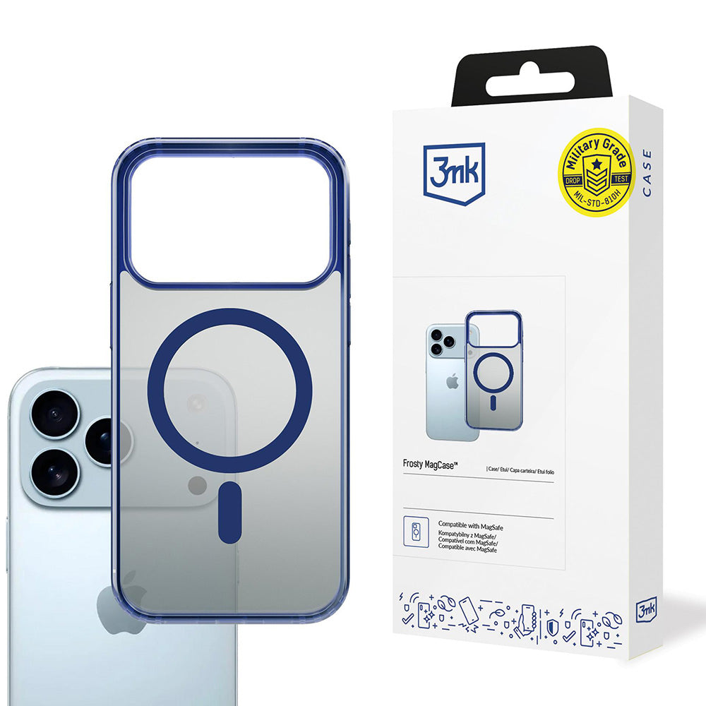 MagSafe hoes voor Apple iPhone 17 Pro Max, 3MK, Frosty MagCase, Blauw
