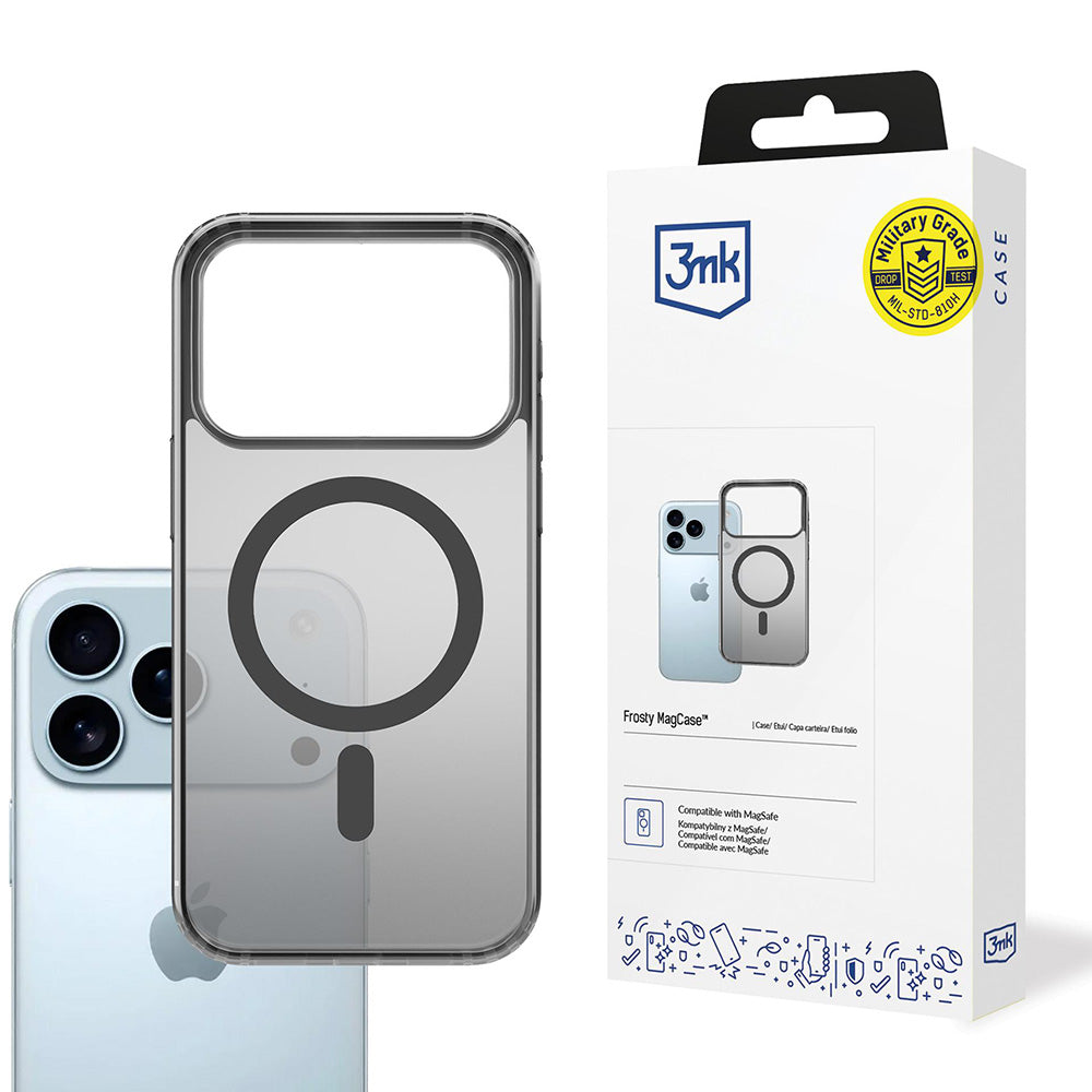 MagSafe hoes voor Apple iPhone 17 Pro Max, 3MK, Frosty MagCase, Zwart