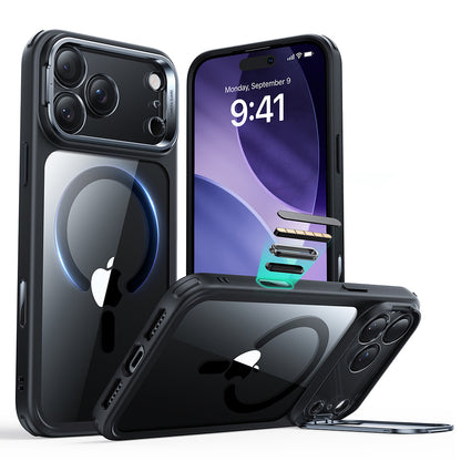 MagSafe hoesje voor Apple iPhone 17 Pro Max, ESR, Classic Hybrid Kickstand, Transparant Zwart