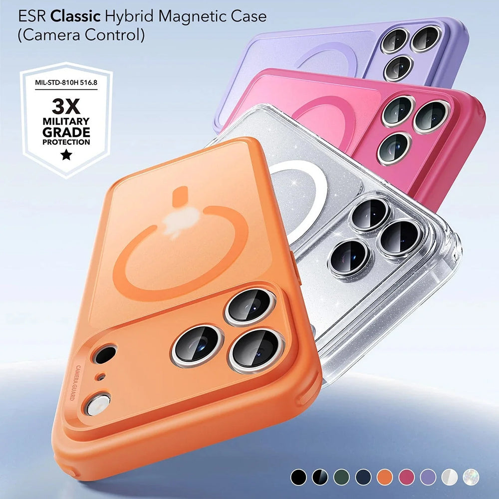 MagSafe hoesje voor Apple iPhone 17 Pro Max, ESR, Classic Hybrid Shimmer, Transparant