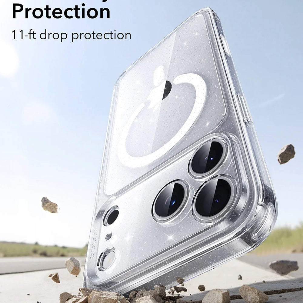 MagSafe hoesje voor Apple iPhone 17 Pro Max, ESR, Classic Hybrid Shimmer, Transparant