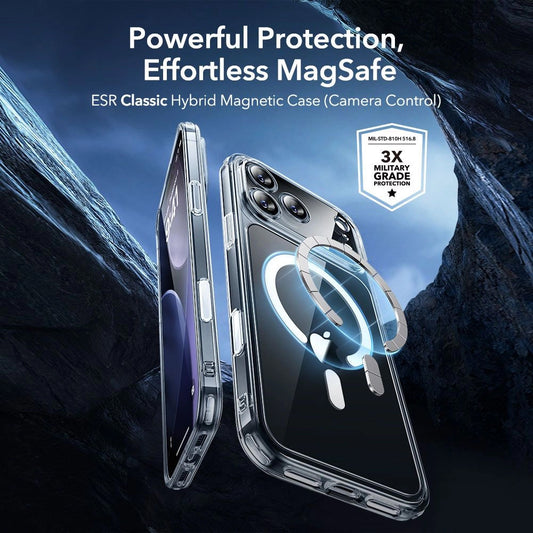 MagSafe hoes voor Apple iPhone 17 Pro Max, ESR, Classic Hybrid met schermbeschermer, Transparant