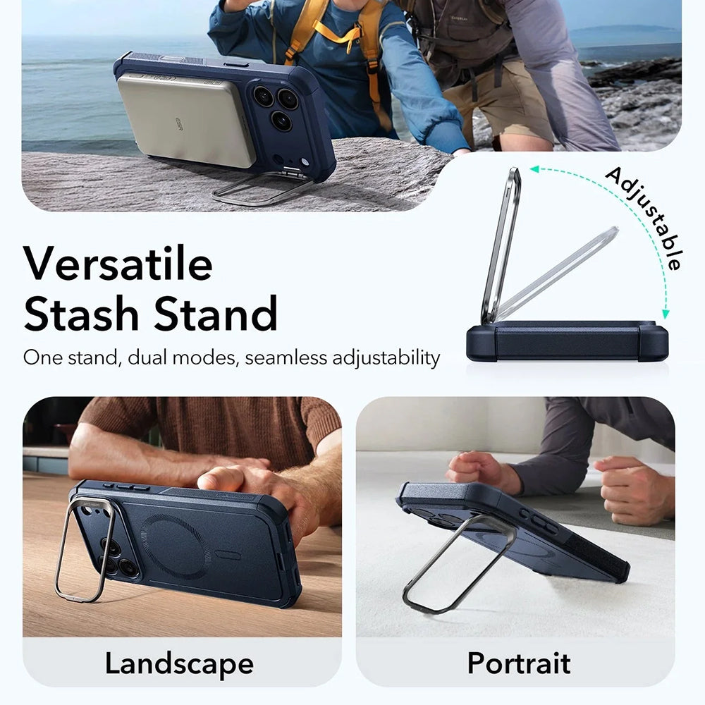 MagSafe hoes voor Apple iPhone 17 Pro Max, ESR, Cyber Armor Kickstand, Blauw