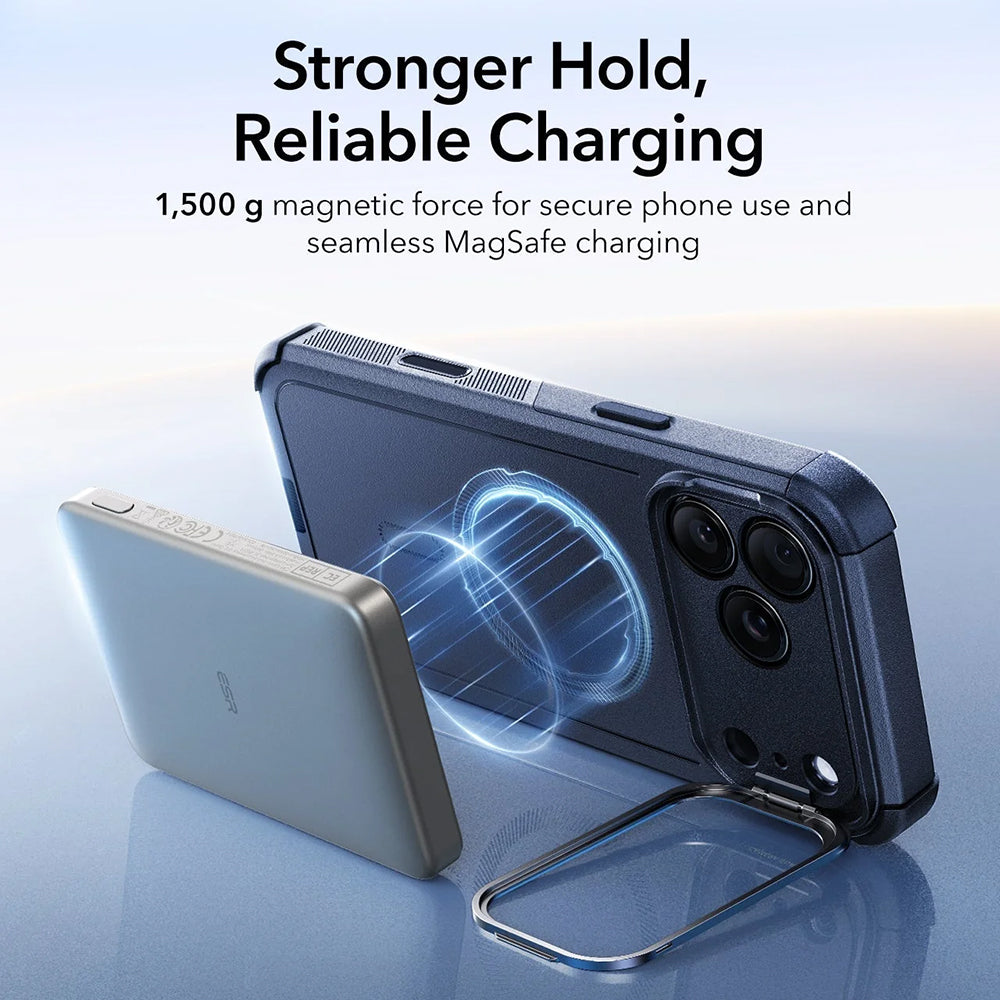 MagSafe hoes voor Apple iPhone 17 Pro Max, ESR, Cyber Armor Kickstand, Blauw