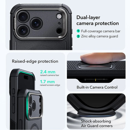 MagSafe hoes voor Apple iPhone 17 Pro Max, ESR, Cyber Armor Kickstand, Zwart