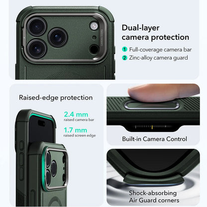 MagSafe hoes voor Apple iPhone 17 Pro Max, ESR, Cyber Armor Kickstand, Groen