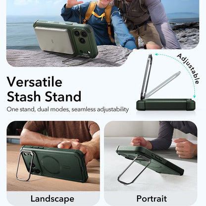 MagSafe hoes voor Apple iPhone 17 Pro Max, ESR, Cyber Armor Kickstand, Groen
