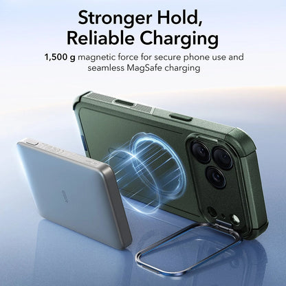 MagSafe hoes voor Apple iPhone 17 Pro Max, ESR, Cyber Armor Kickstand, Groen