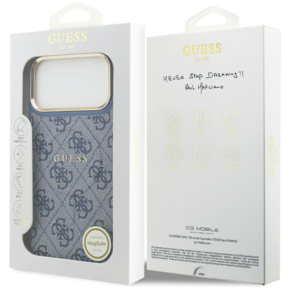 MagSafe hoesje voor Apple iPhone 17 Pro Max, Guess, 4G Classic, Blauw