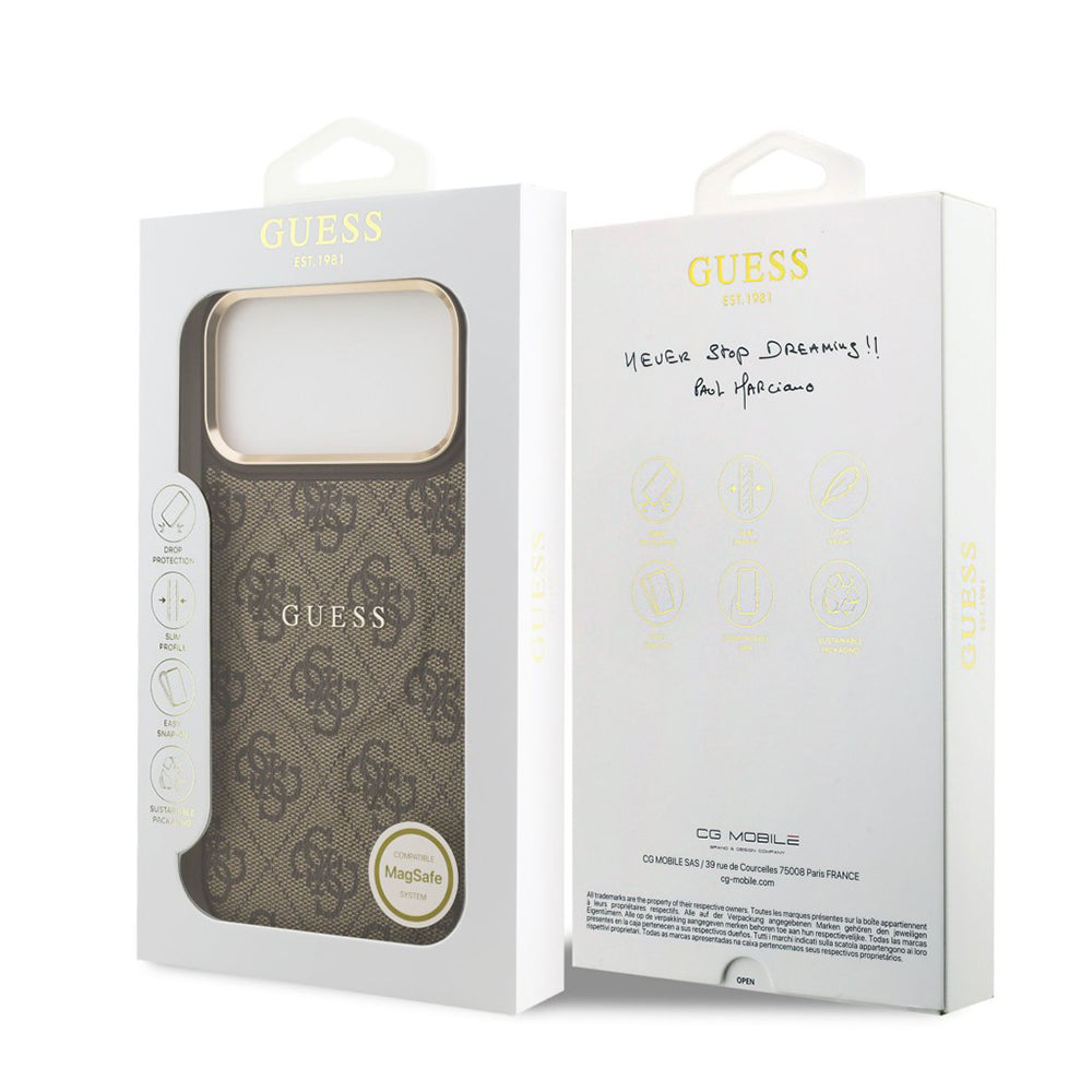 MagSafe hoesje voor Apple iPhone 17 Pro Max, Guess, 4G Classic, Bruin