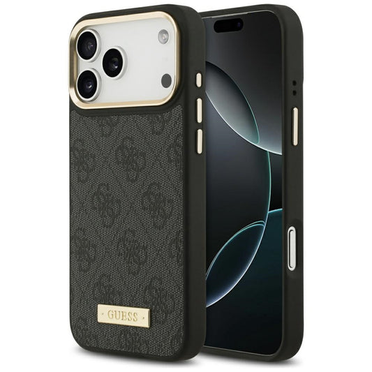 MagSafe hoesje voor Apple iPhone 17 Pro Max, Guess, 4G Logo Plate, Zwart
