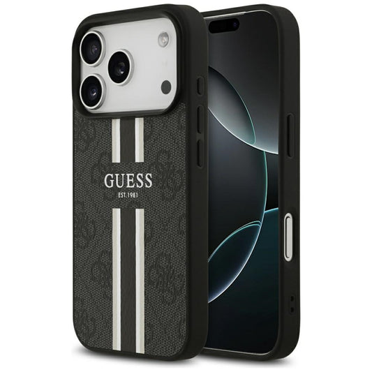 MagSafe Case for Apple iPhone 17 Pro Max, Guess, 4G Printed Stripes, Black