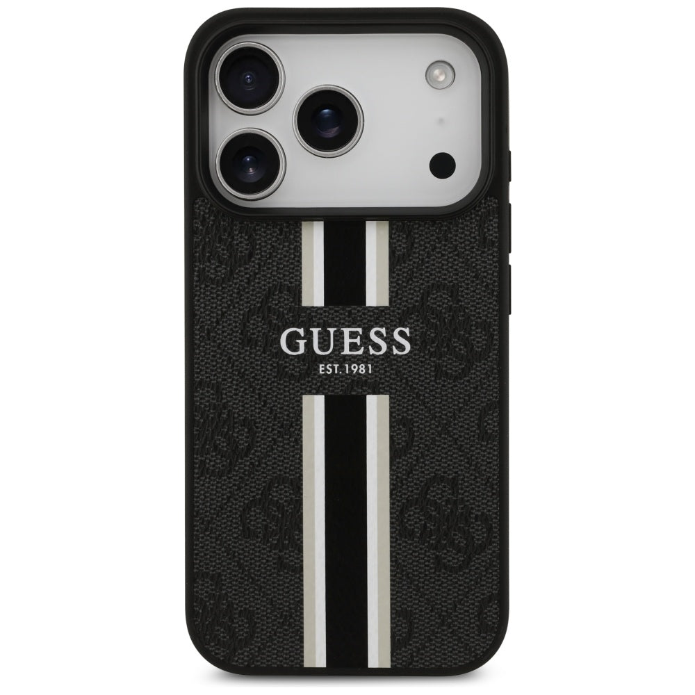 MagSafe hoesje voor Apple iPhone 17 Pro Max, Guess, 4G Printed Stripes, Zwart