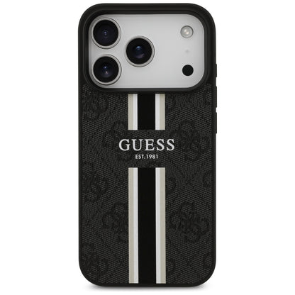 MagSafe hoesje voor Apple iPhone 17 Pro Max, Guess, 4G Printed Stripes, Zwart
