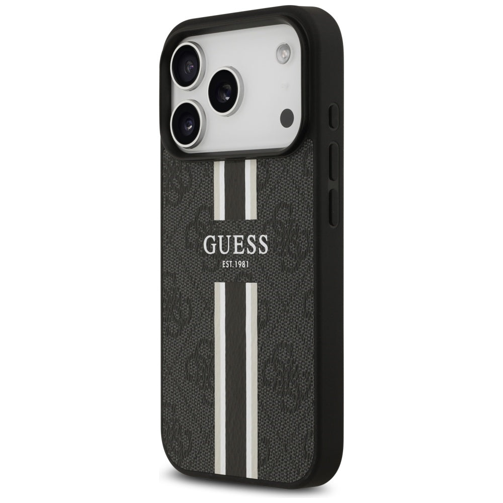 MagSafe hoesje voor Apple iPhone 17 Pro Max, Guess, 4G Printed Stripes, Zwart