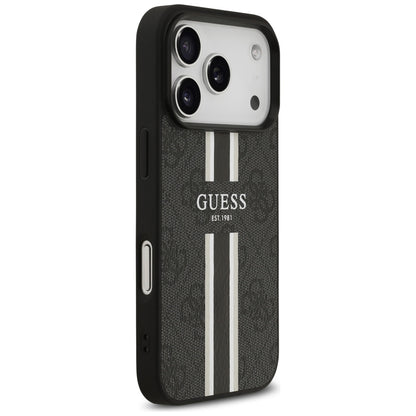 MagSafe hoesje voor Apple iPhone 17 Pro Max, Guess, 4G Printed Stripes, Zwart