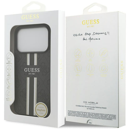 MagSafe hoesje voor Apple iPhone 17 Pro Max, Guess, 4G Printed Stripes, Zwart