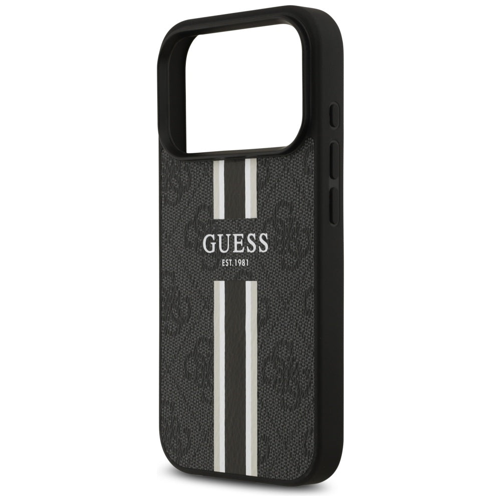 MagSafe hoesje voor Apple iPhone 17 Pro Max, Guess, 4G Printed Stripes, Zwart