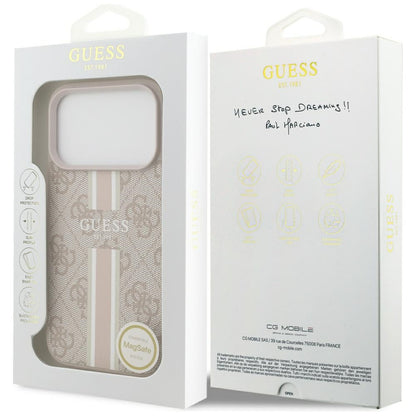 MagSafe hoesje voor Apple iPhone 17 Pro Max, Guess, 4G Printed Stripes, Roze
