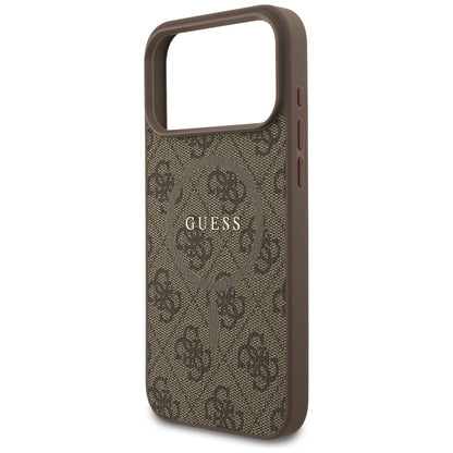 MagSafe hoesje voor Apple iPhone 17 Pro Max, Guess, 4G Ring Classic Logo, Bruin
