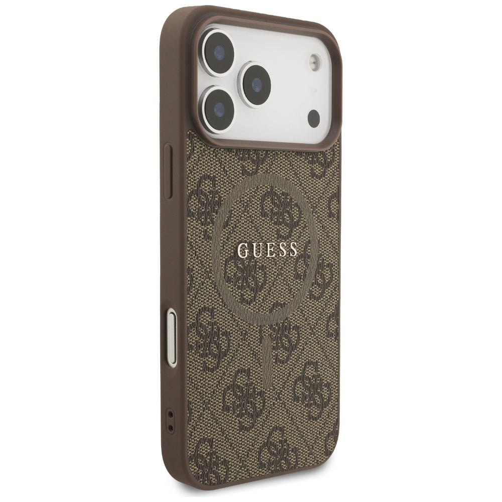 MagSafe hoesje voor Apple iPhone 17 Pro Max, Guess, 4G Ring Classic Logo, Bruin