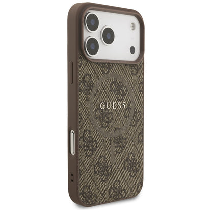 MagSafe hoesje voor Apple iPhone 17 Pro Max, Guess, 4G Ring Classic Logo, Bruin