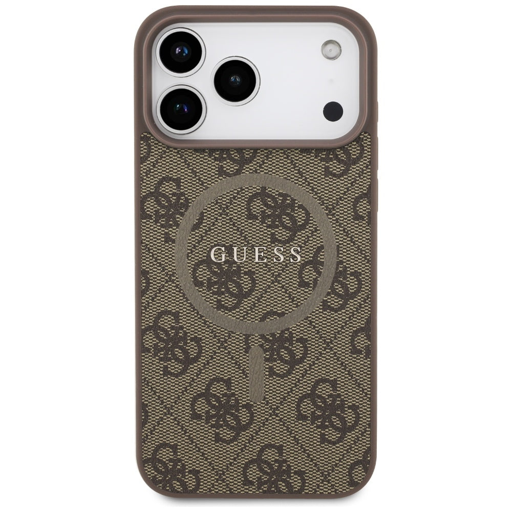 MagSafe hoesje voor Apple iPhone 17 Pro Max, Guess, 4G Ring Classic Logo, Bruin