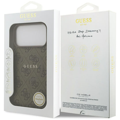 MagSafe hoesje voor Apple iPhone 17 Pro Max, Guess, 4G Ring Classic Logo, Bruin