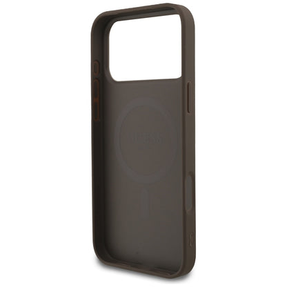 MagSafe hoesje voor Apple iPhone 17 Pro Max, Guess, 4G Ring Classic Logo, Bruin