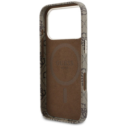 MagSafe hoesje voor Apple iPhone 17 Pro Max, Guess, 4G Script Logo, Bruin