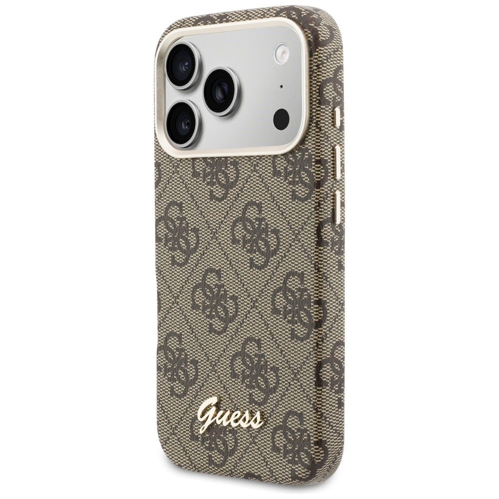 MagSafe hoesje voor Apple iPhone 17 Pro Max, Guess, 4G Script Logo, Bruin