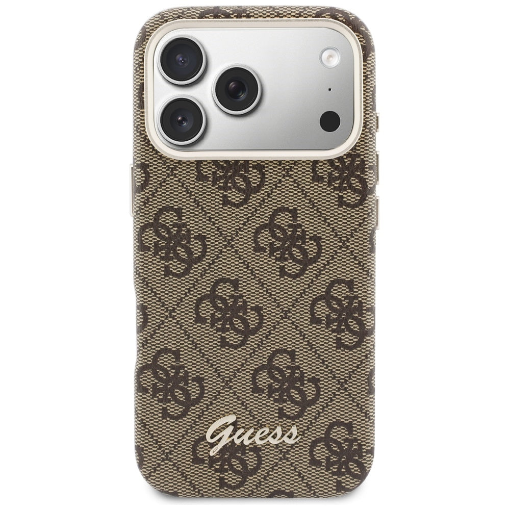 MagSafe hoesje voor Apple iPhone 17 Pro Max, Guess, 4G Script Logo, Bruin