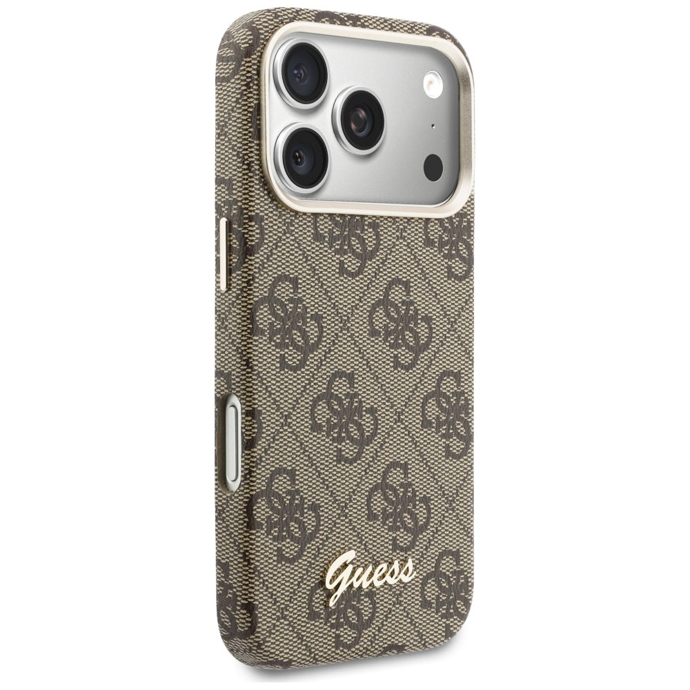 MagSafe hoesje voor Apple iPhone 17 Pro Max, Guess, 4G Script Logo, Bruin