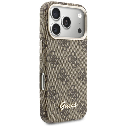 MagSafe hoesje voor Apple iPhone 17 Pro Max, Guess, 4G Script Logo, Bruin