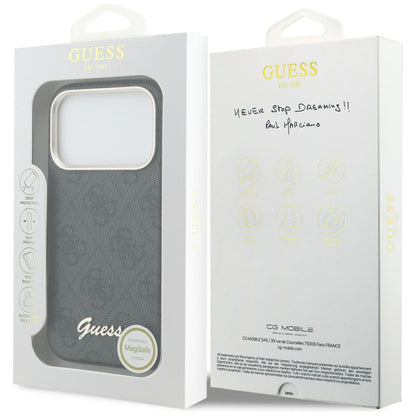 MagSafe hoesje voor Apple iPhone 17 Pro Max, Guess, 4G Script Logo, Zwart