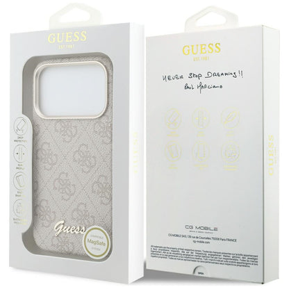 MagSafe hoesje voor Apple iPhone 17 Pro Max, Guess, 4G Script Logo, Roze