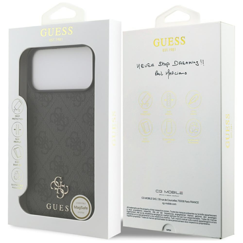 MagSafe hoesje voor Apple iPhone 17 Pro Max, Guess, 4G Small en Classic Logo, Zwart