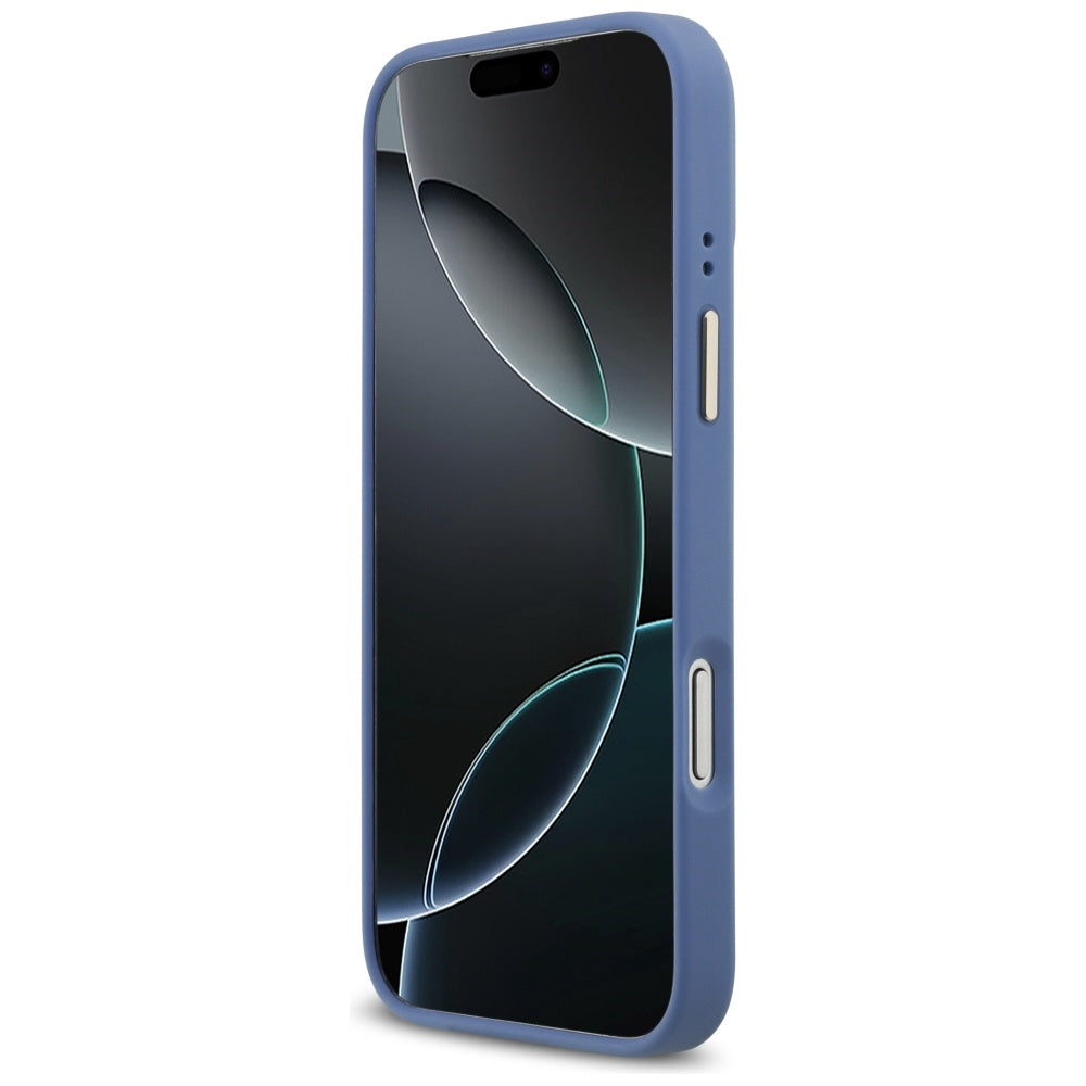 MagSafe Case for Apple iPhone 17 Pro Max, Guess, 4G Strass Logo with Big Strap, Blue